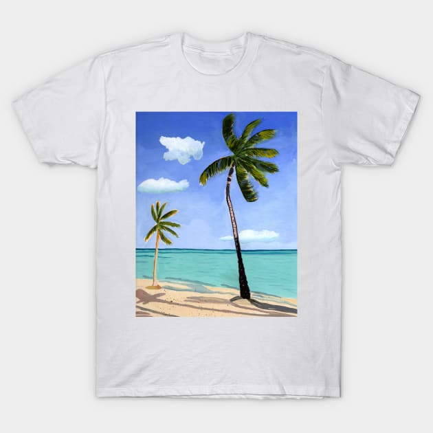 Tropical Island with Palm Trees T-Shirt by Sandraartist